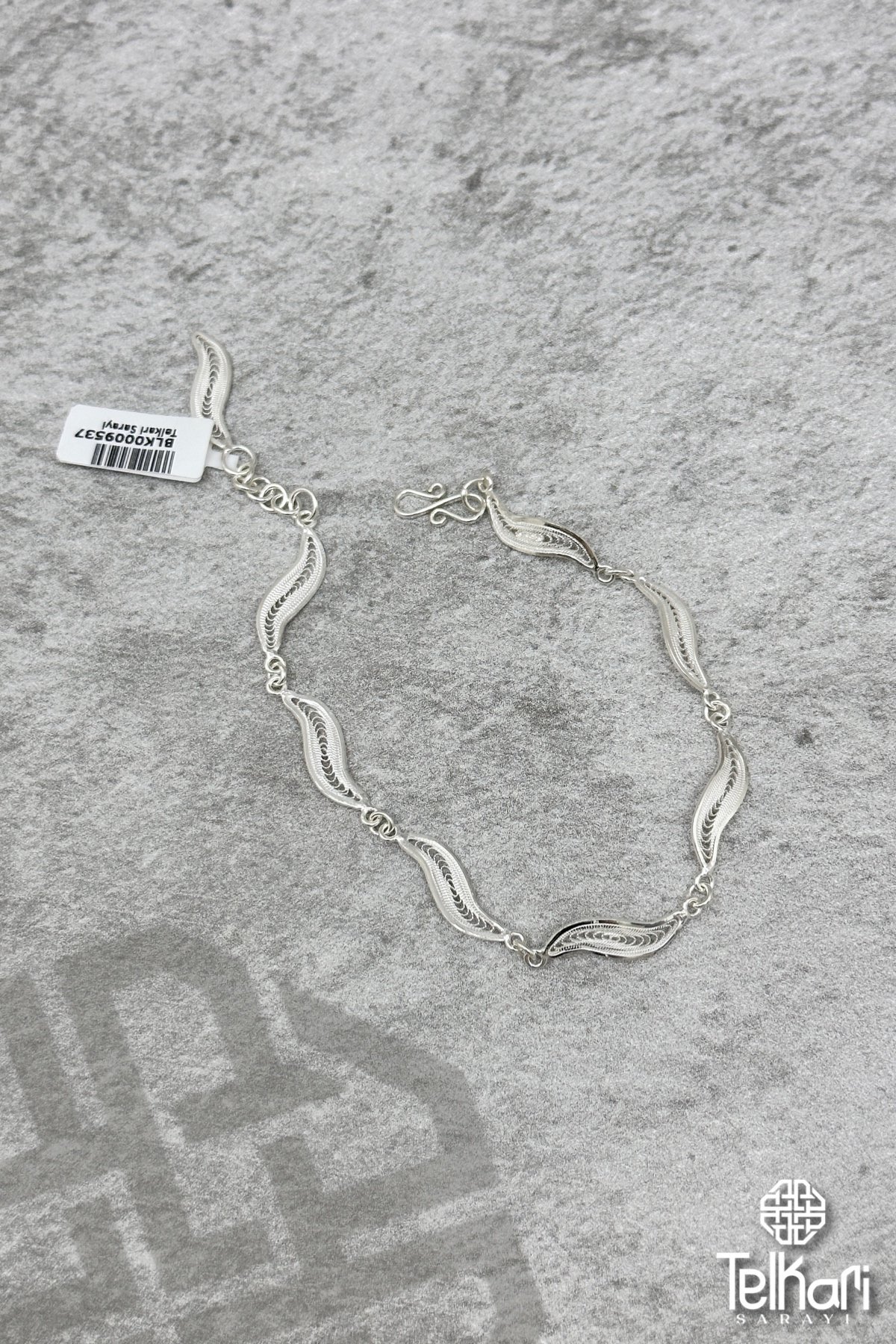 Yaprak El İşçiliği Gümüş Telkari Bileklik