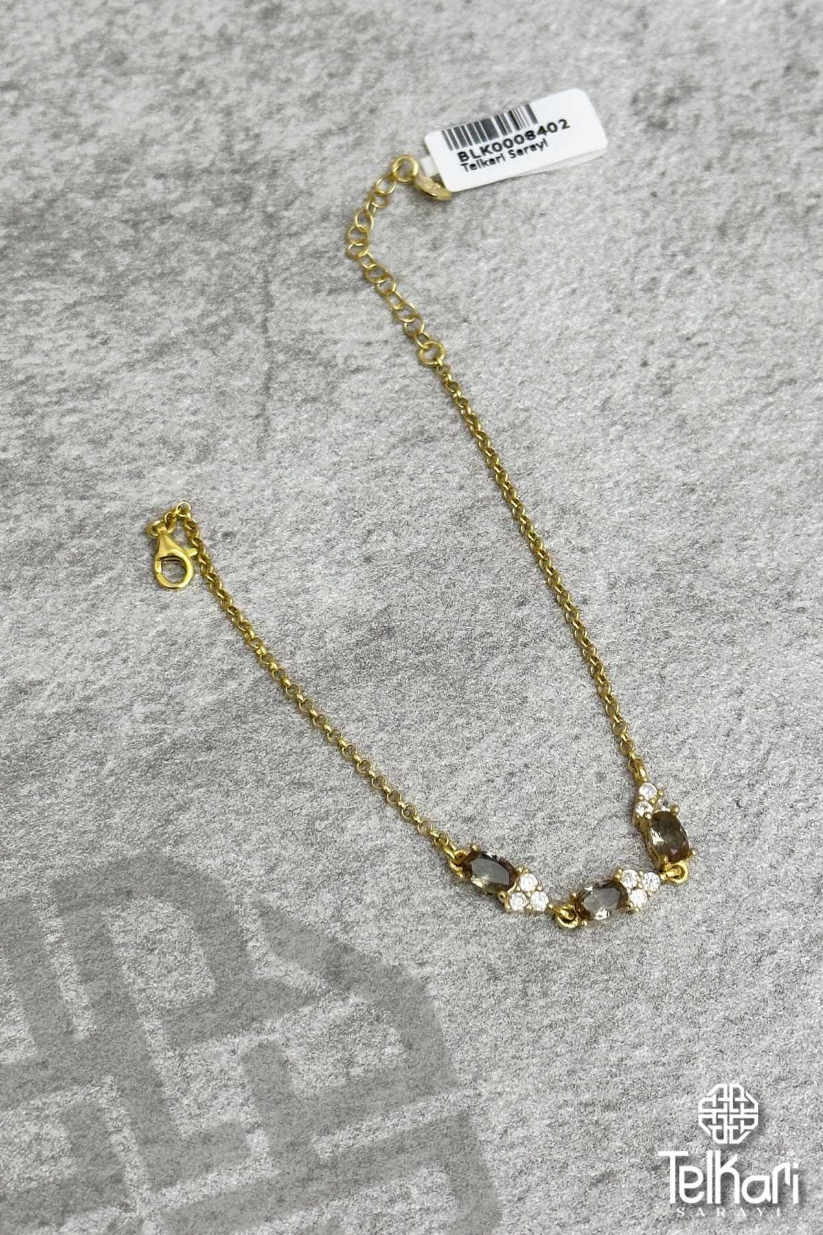 Zarif Zirkon Süsleme Gold Gümüş Sultan Taşı Bileklik