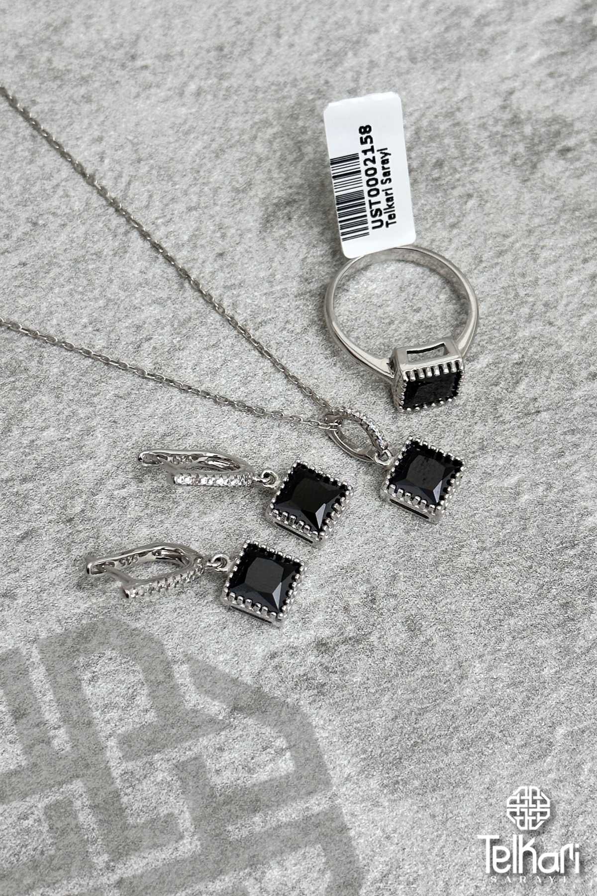 Safir Taşlı Gümüş Üçlü Set