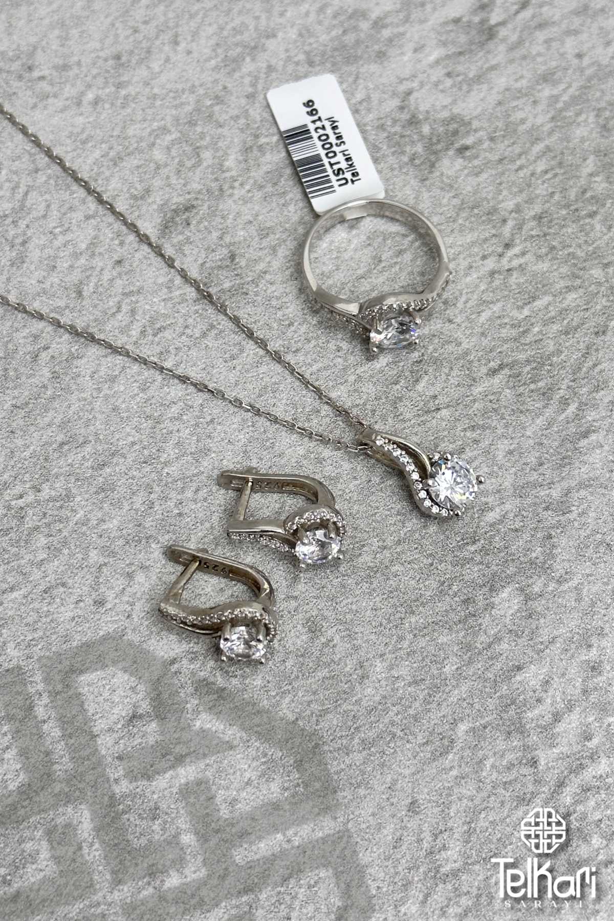 Taşlı Gümüş Üçlü Set