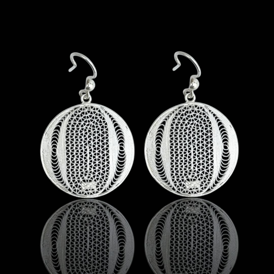 Telkari İçi El İşi Dokumalı Halka Model 925 Ayar Gümüş Küpe