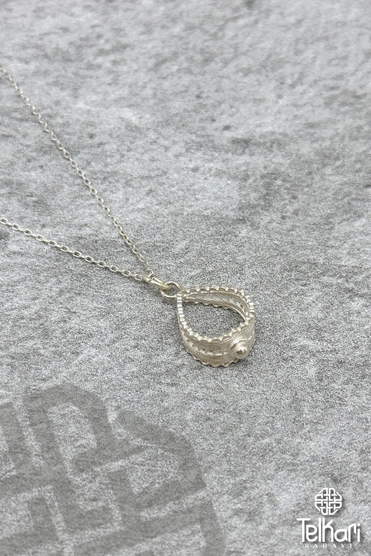 Damla Figürlü Gümüş Telkari Kolye