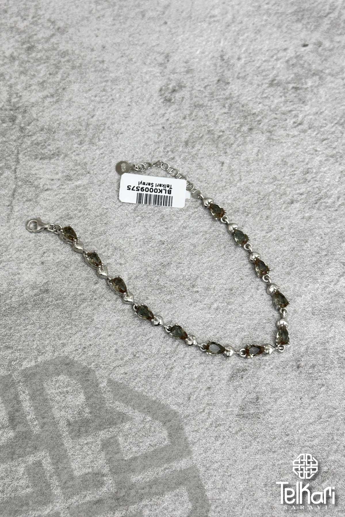 Minik Damla Motif Gümüş Sultan Taşı Bileklik