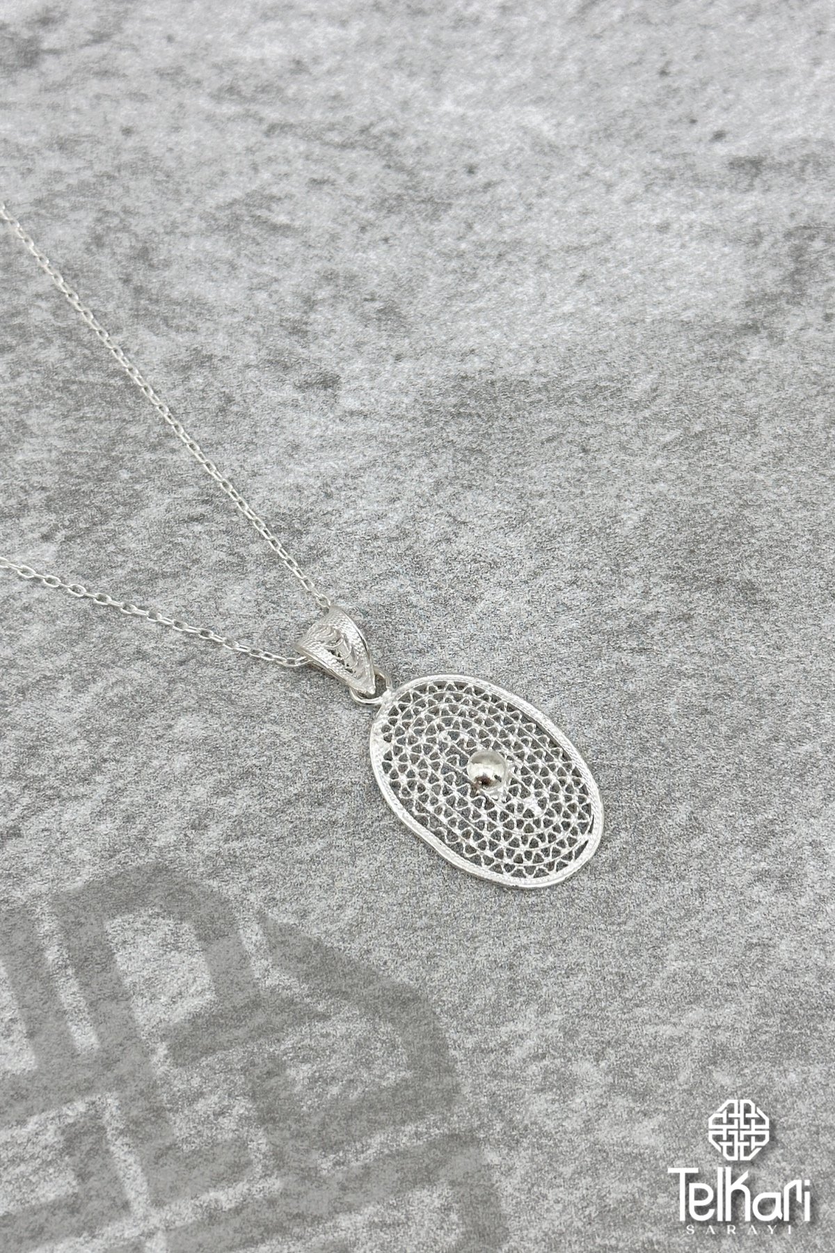 El İşçilikli Gümüş Telkari Kolye