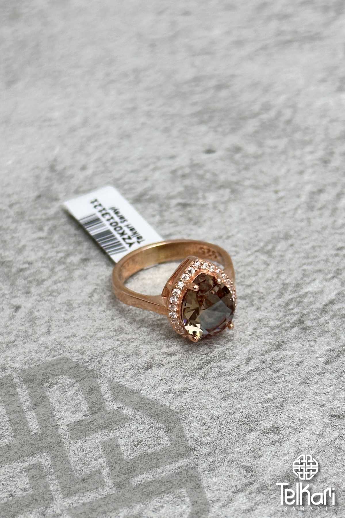 Damla Model Renk Değiştiren Sultan Taşlı Rose  Gümüş Yüzük