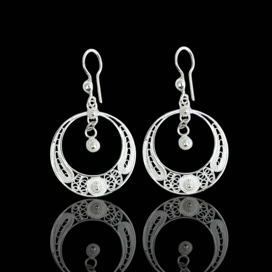 925 Ayar Halka Model El İşçilikli Gümüş Telkari Küpe