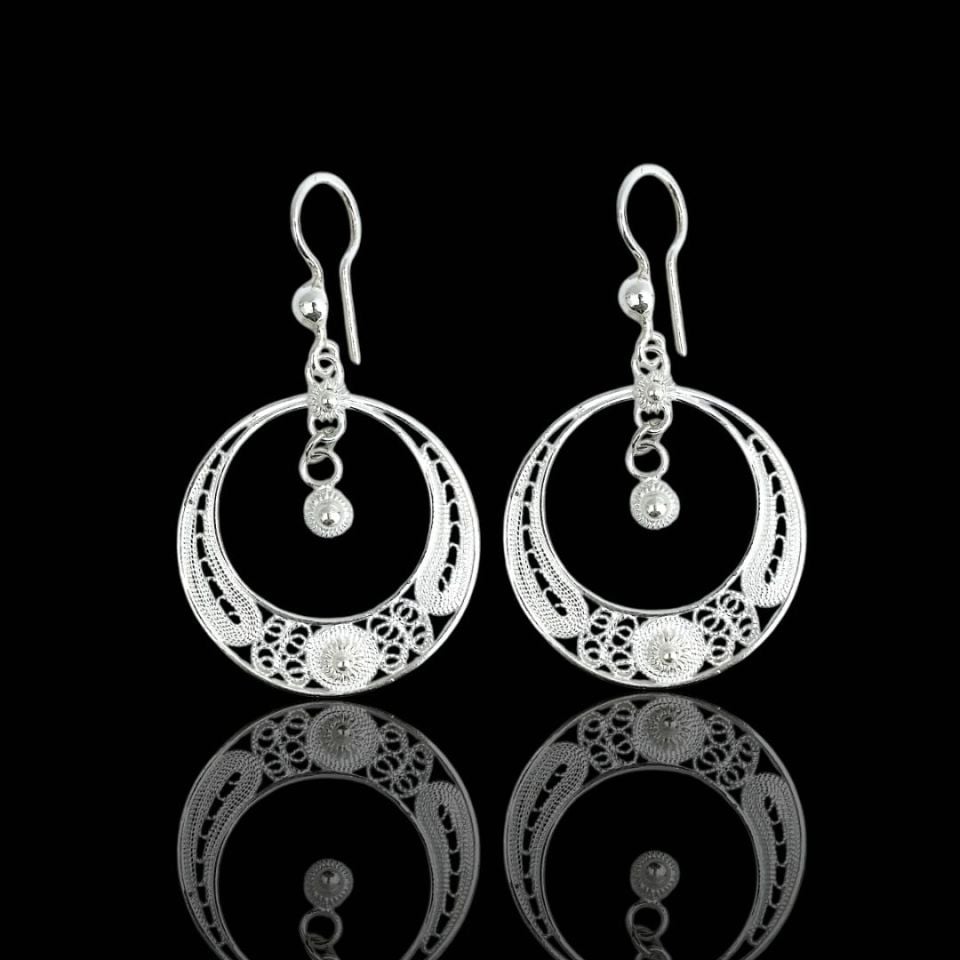 925 Ayar Halka Model El İşçilikli Gümüş Telkari Küpe