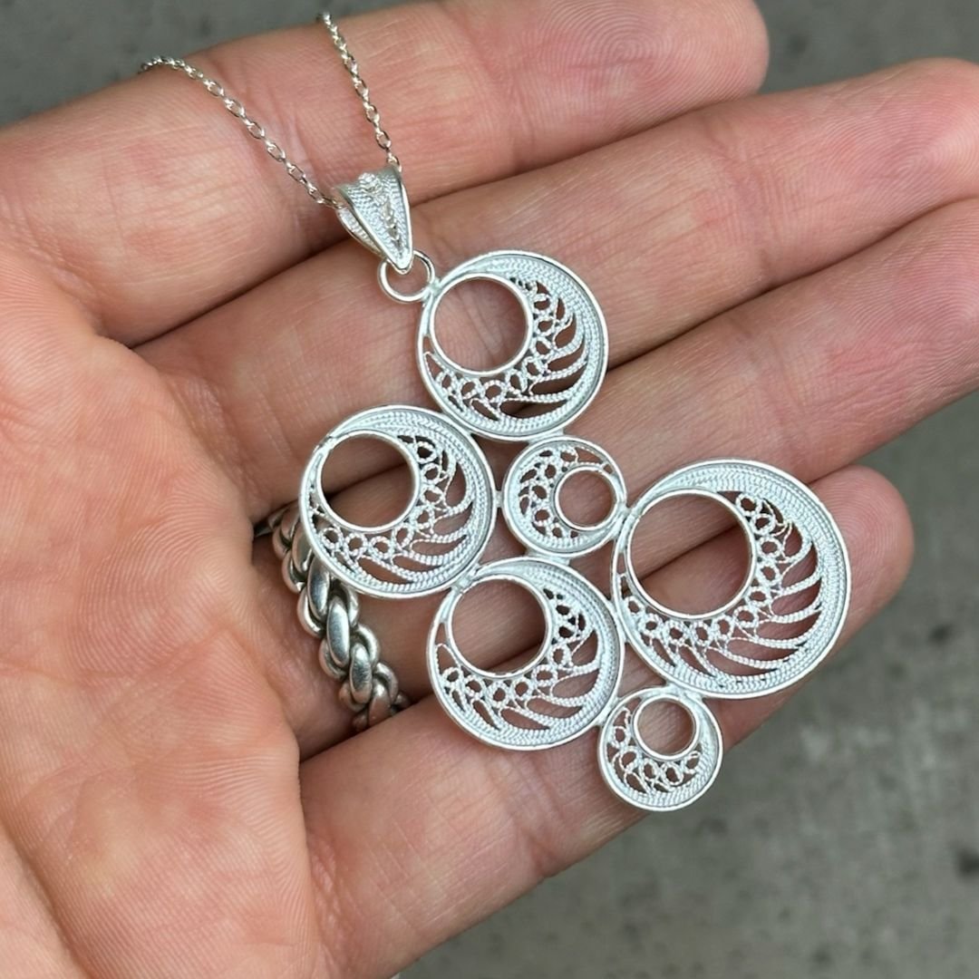 Çoklu Daire Telkari Model Kolye
