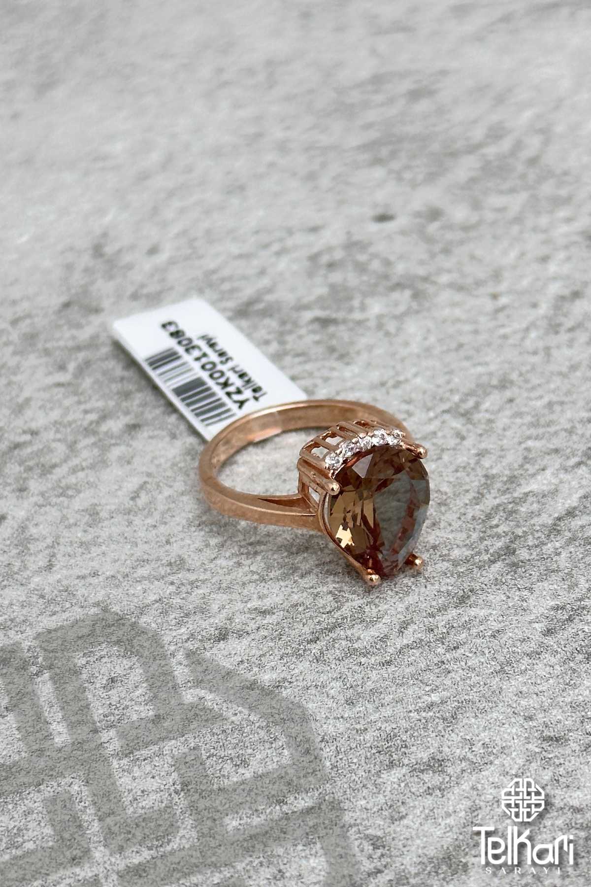 Damla Model Renk Değiştiren Sultan Taşlı Rose  Gümüş Yüzük