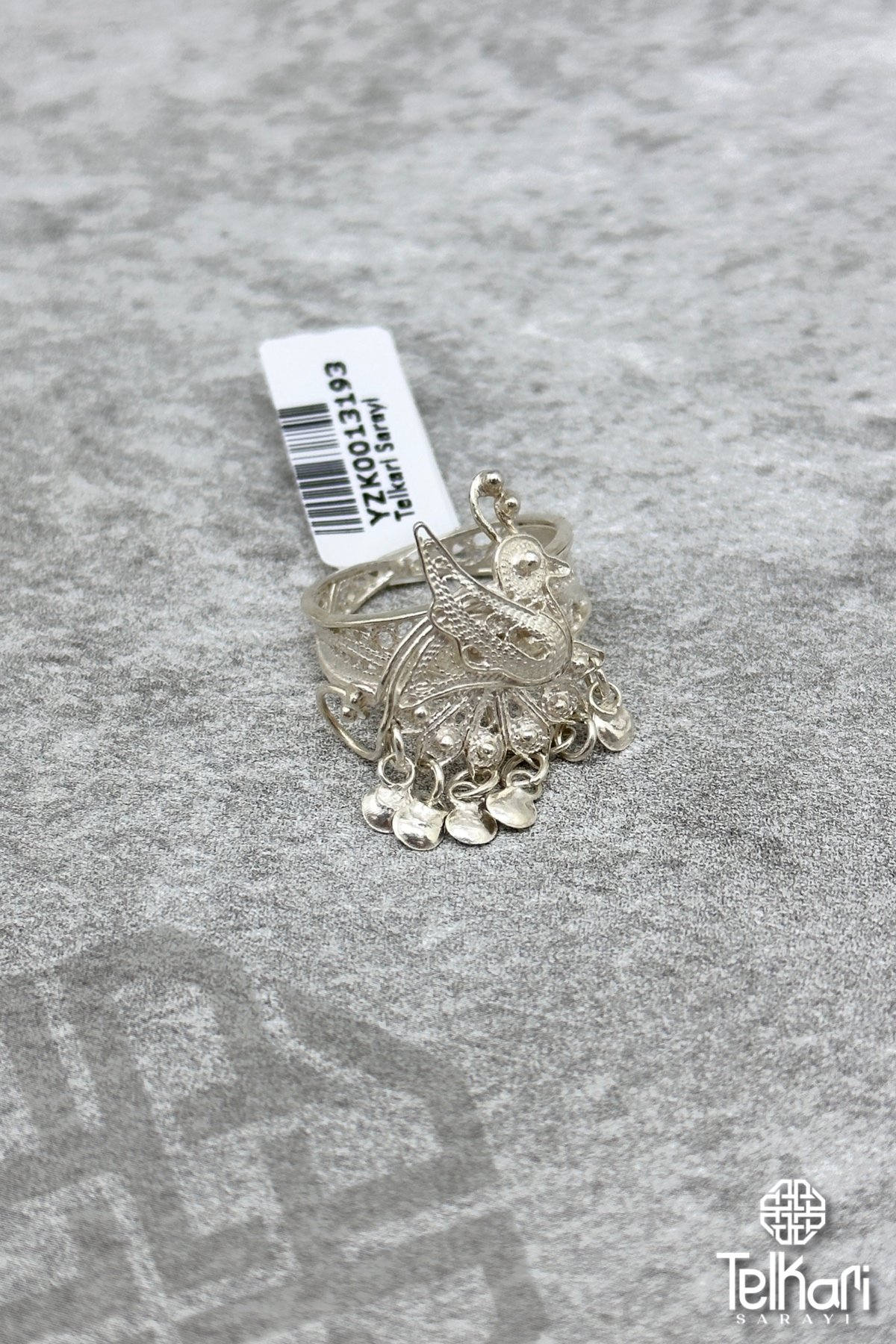Küçük Tavus kuşu Gümüş Telkari Yüzük