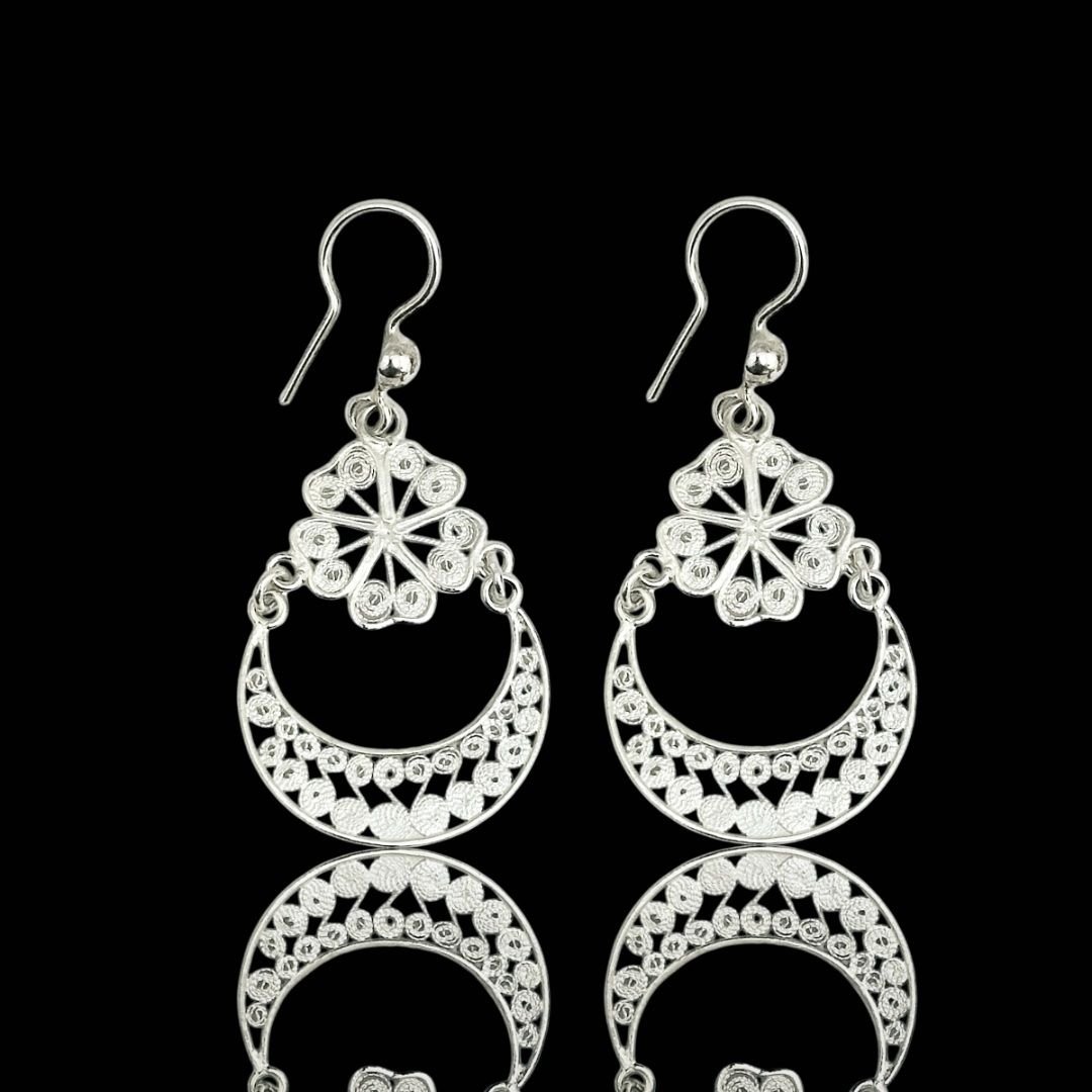 925 Ayar Telkari Tasarım Ay Yıldız Gümüş Küpe