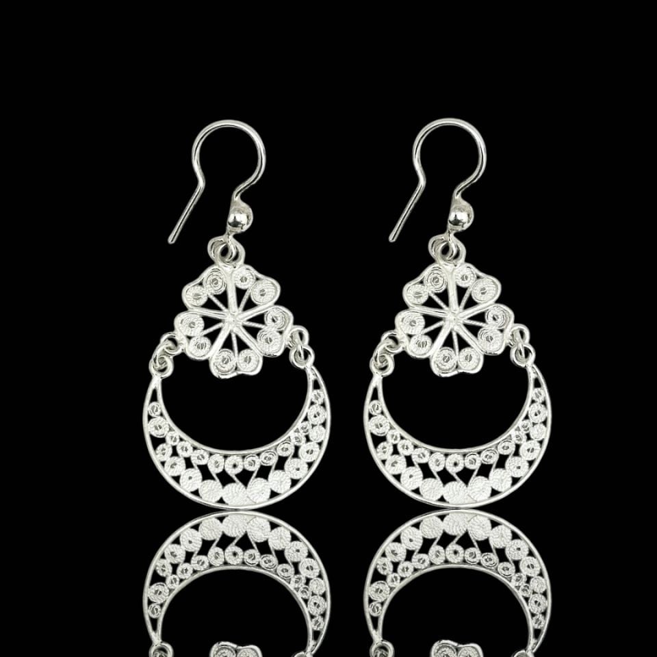 925 Ayar Telkari Tasarım Ay Yıldız Gümüş Küpe