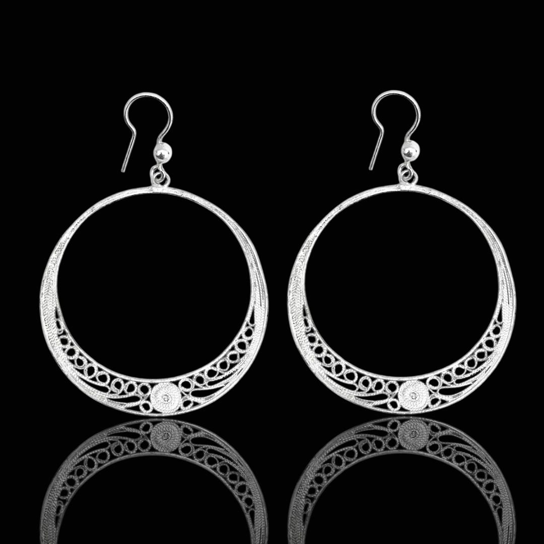 925 Ayar Telkari Tasarım Hilal Model Gümüş Küpe