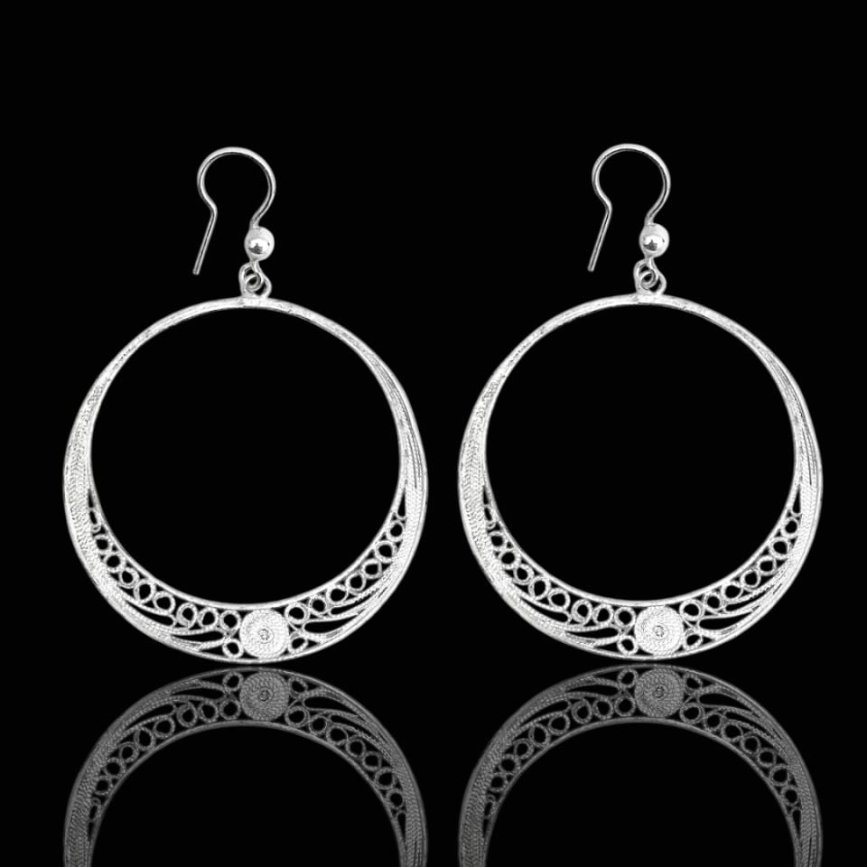 925 Ayar Telkari Tasarım Hilal Model Gümüş Küpe