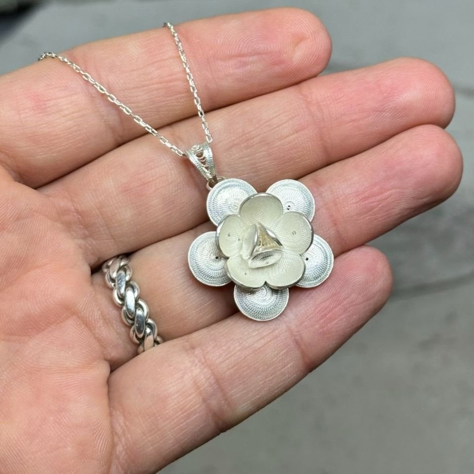 Jerbera Papatyası Telkari Gümüş Kolye