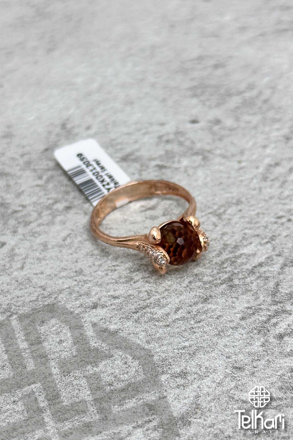 Kupa Model Renk Değiştiren Sultan Taşlı Rose Gümüş Yüzük