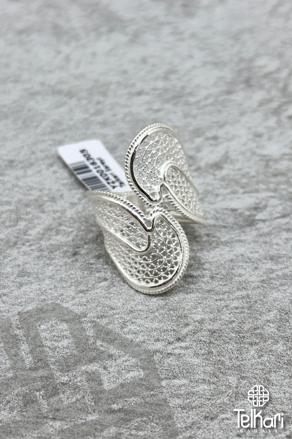 Yukardan Ayarlamalı Gümüş Telkari Yüzük