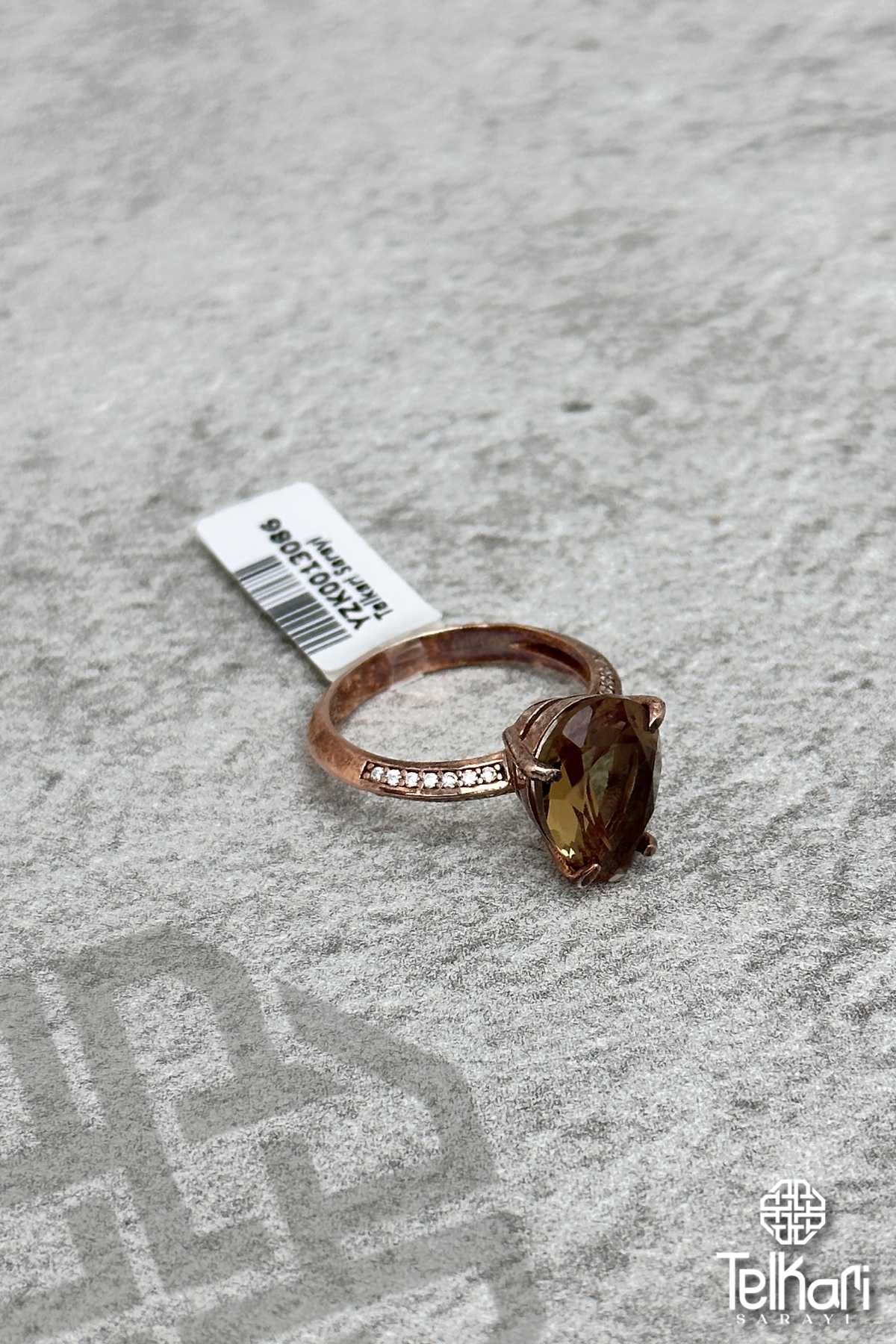 Sıra Taşlı Damla Model Renk Değiştiren Sultan Taşlı Rose Gümüş Yüzük