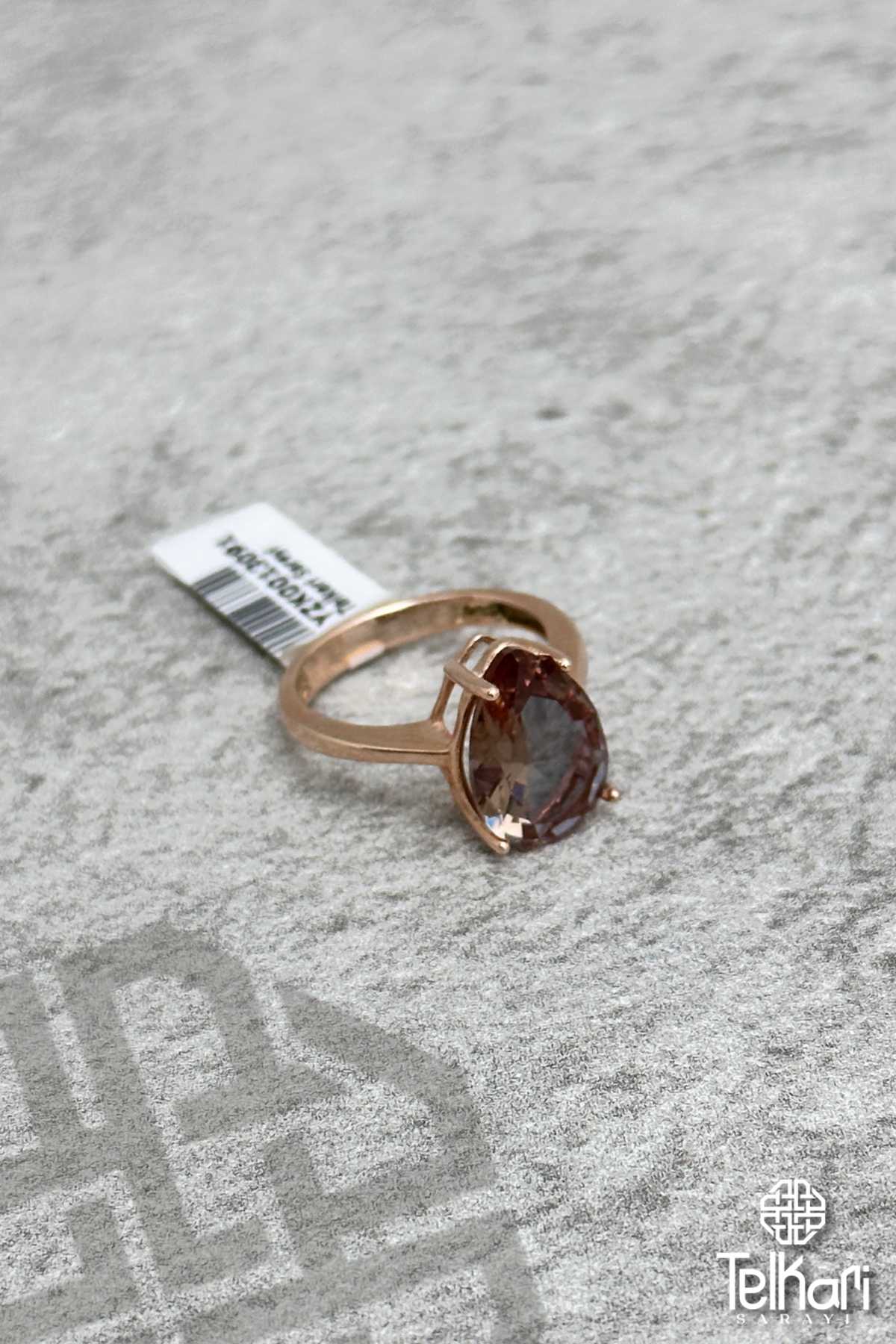 Damla Model Renk Değiştiren Sultan Taşlı Rose Gümüş Yüzük