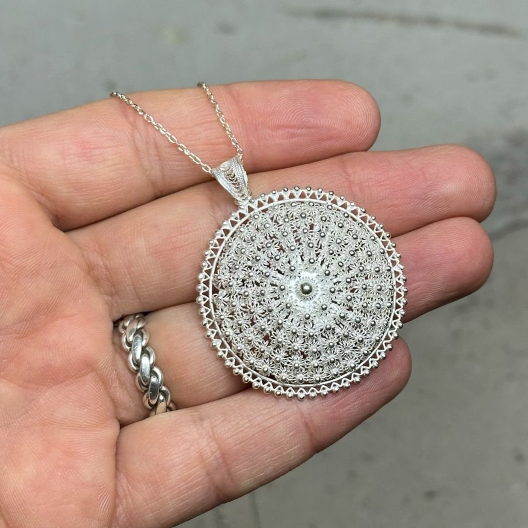 925 Ayar Gümüş Bereket Modeli İnce İşçilikli Telkari Kolye