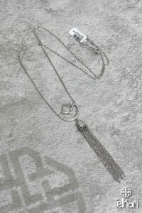 Zincir Püsküllü Taşlı Gümüş Kolye