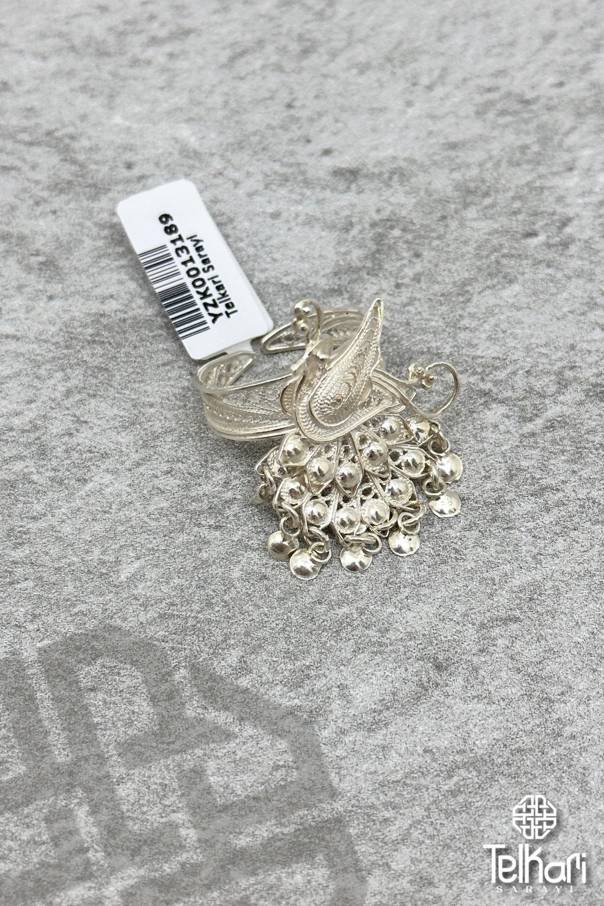 Büyük Boy Tavus kuşu Gümüş Telkari Yüzük