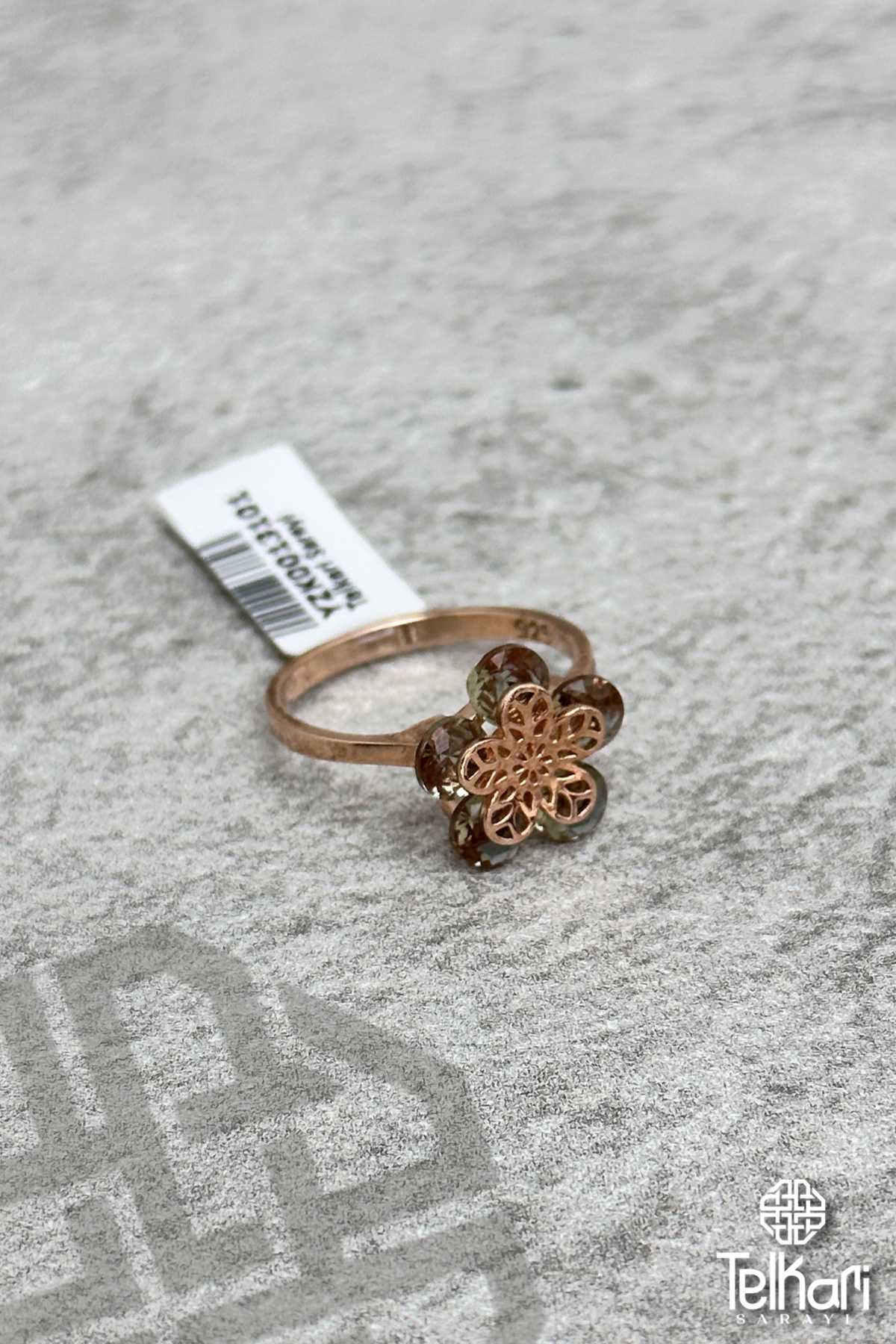 Çiçek Model Renk Değiştiren Sultan Taşlı Rose Gümüş Yüzük