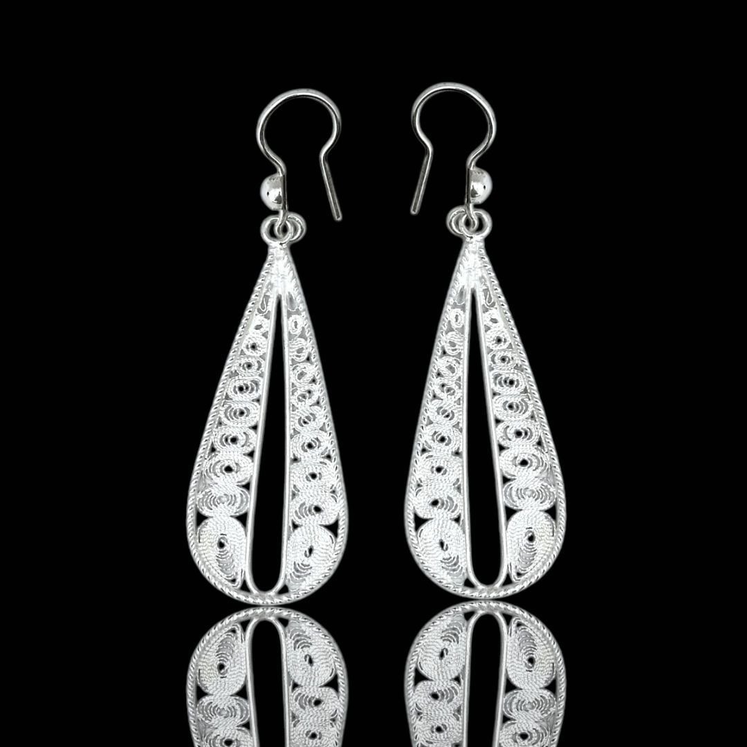 925 Ayar Damla Model Telkari El İşleme Gümüş Küpe