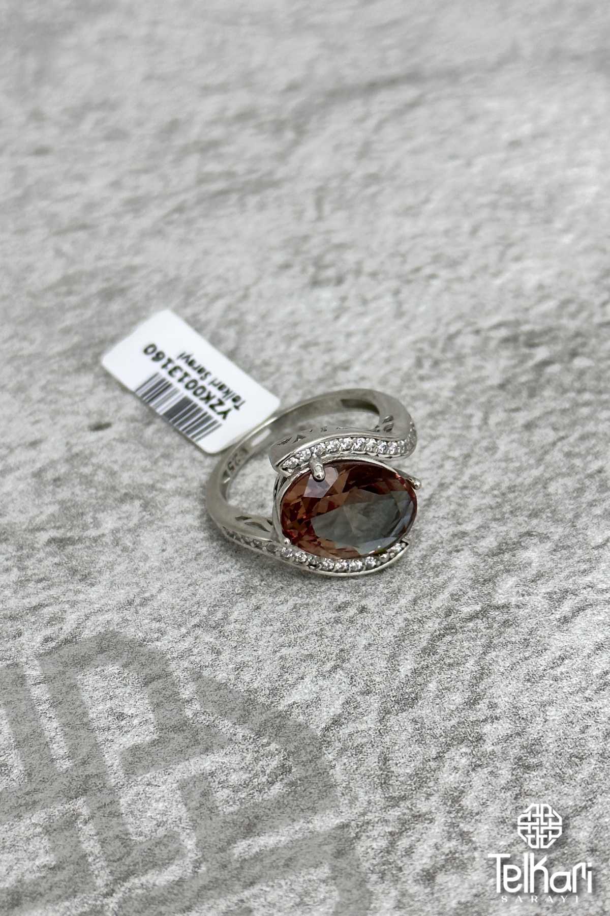 Çift Sıra Taşlı Renk Değiştiren Sultan Taşlı Rose Gümüş Yüzük