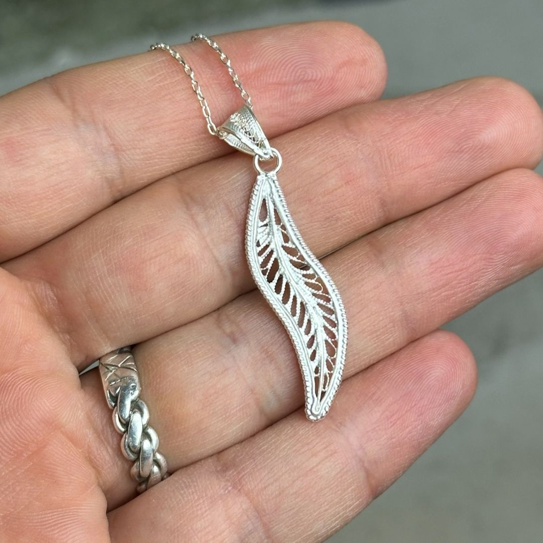 Tüy Model 925 Ayar Telkari Gümüş Kolye