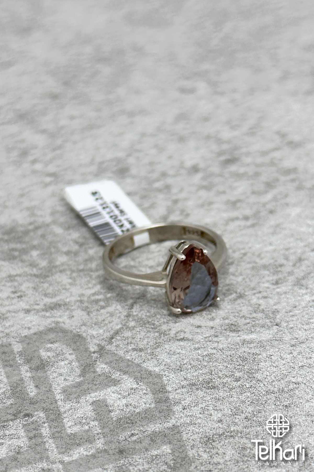 Orta Boy Damla Model Sultan Taşlı Gümüş Yüzük