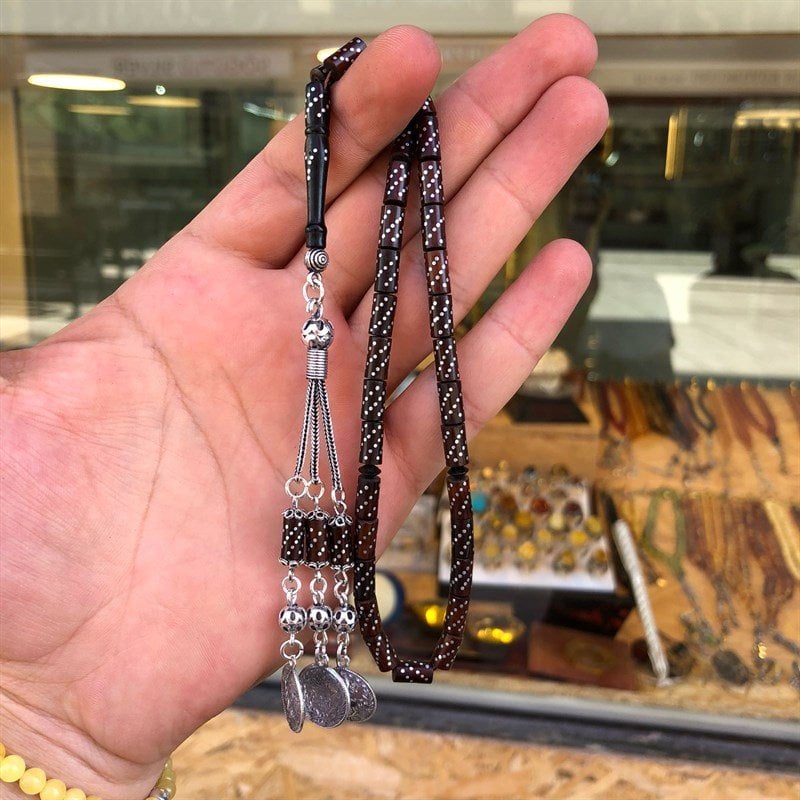 1000 Ayar Gümüş İşlemeli Kesme Kuka Tesbih