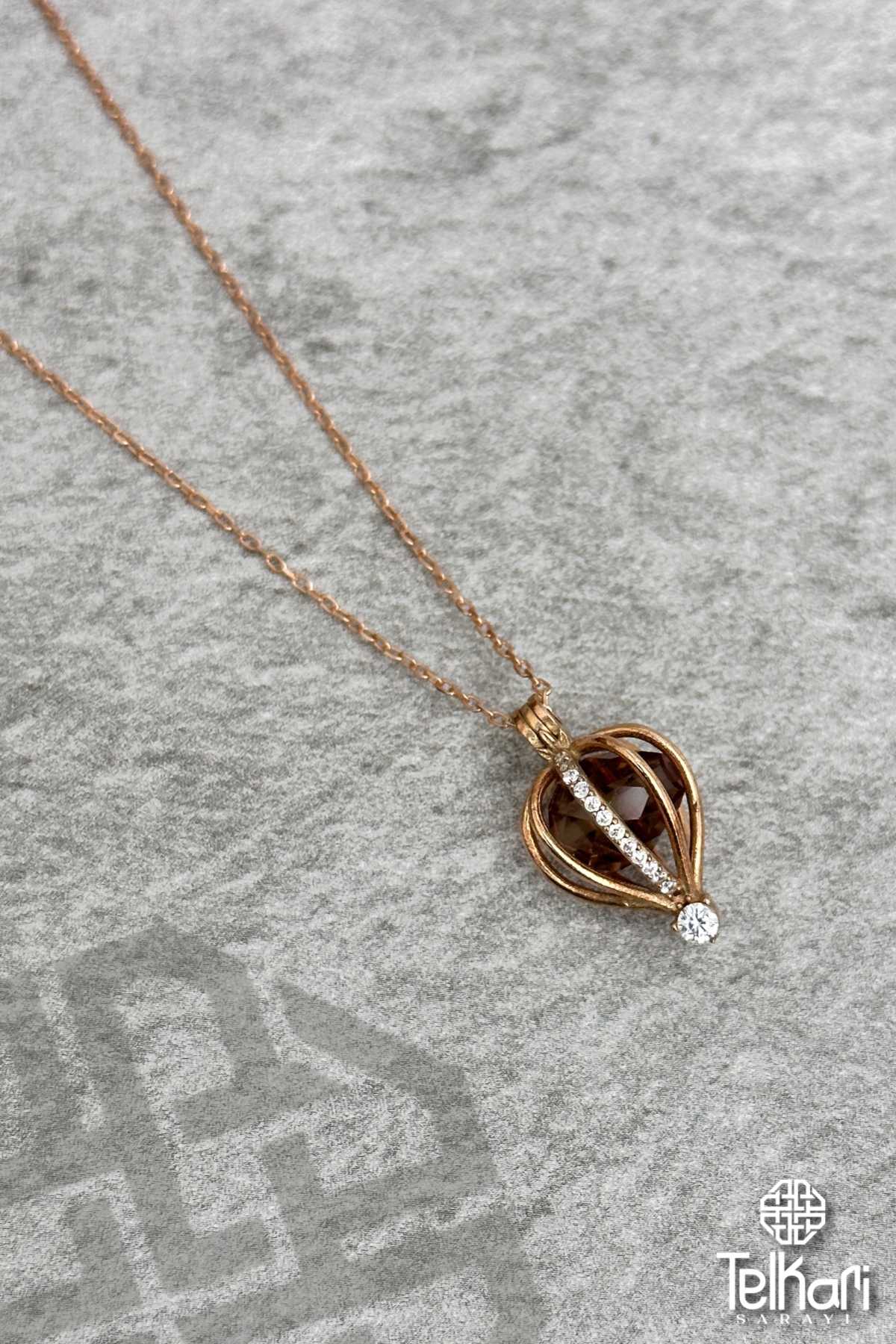 Doğal Sultan Taşlı Rose Gümüş Kolye