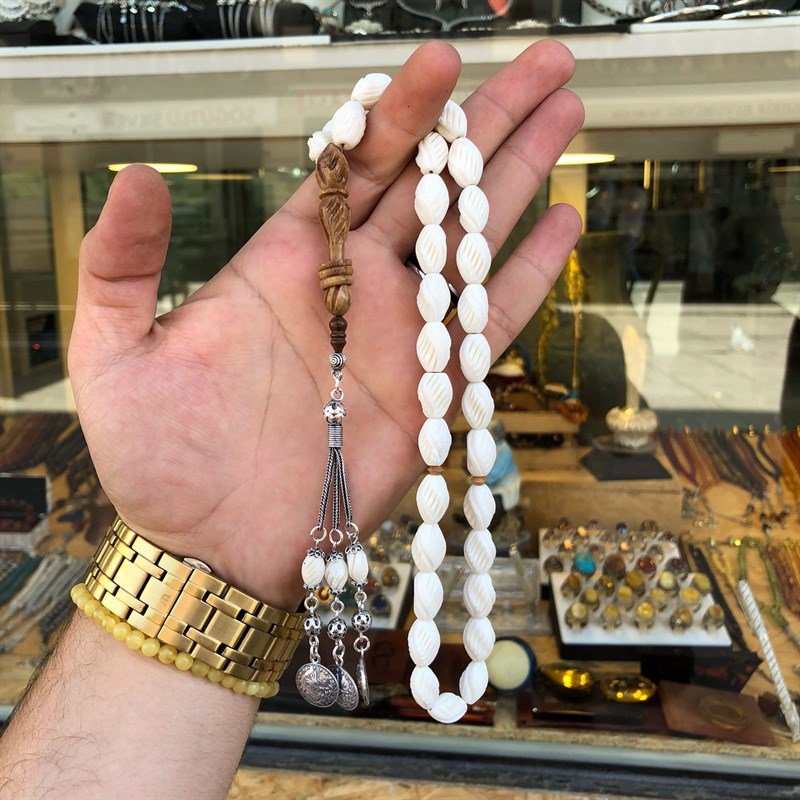 Kalem İşçilikli Kuka ve Deve Kemiği Tesbih