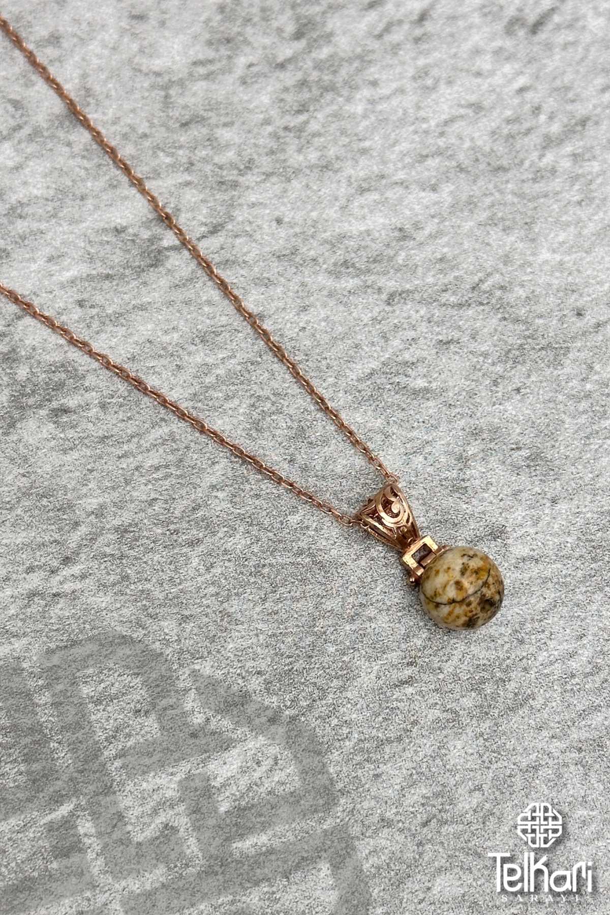 Doğal Havlit Taşlı Gümüş Kolye