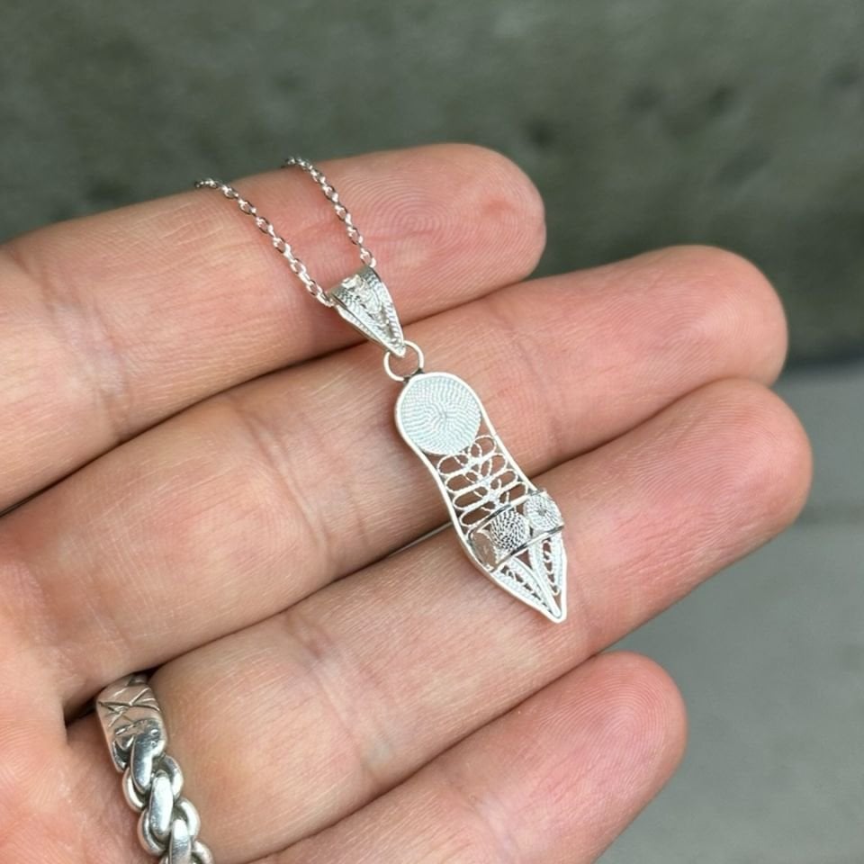 925 Ayar Takunya Model El İşi Telkari Gümüş Kolye