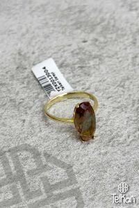 Uzun Oval Model Renk Değiştiren Sultan Taşlı Gold Gümüş Yüzük