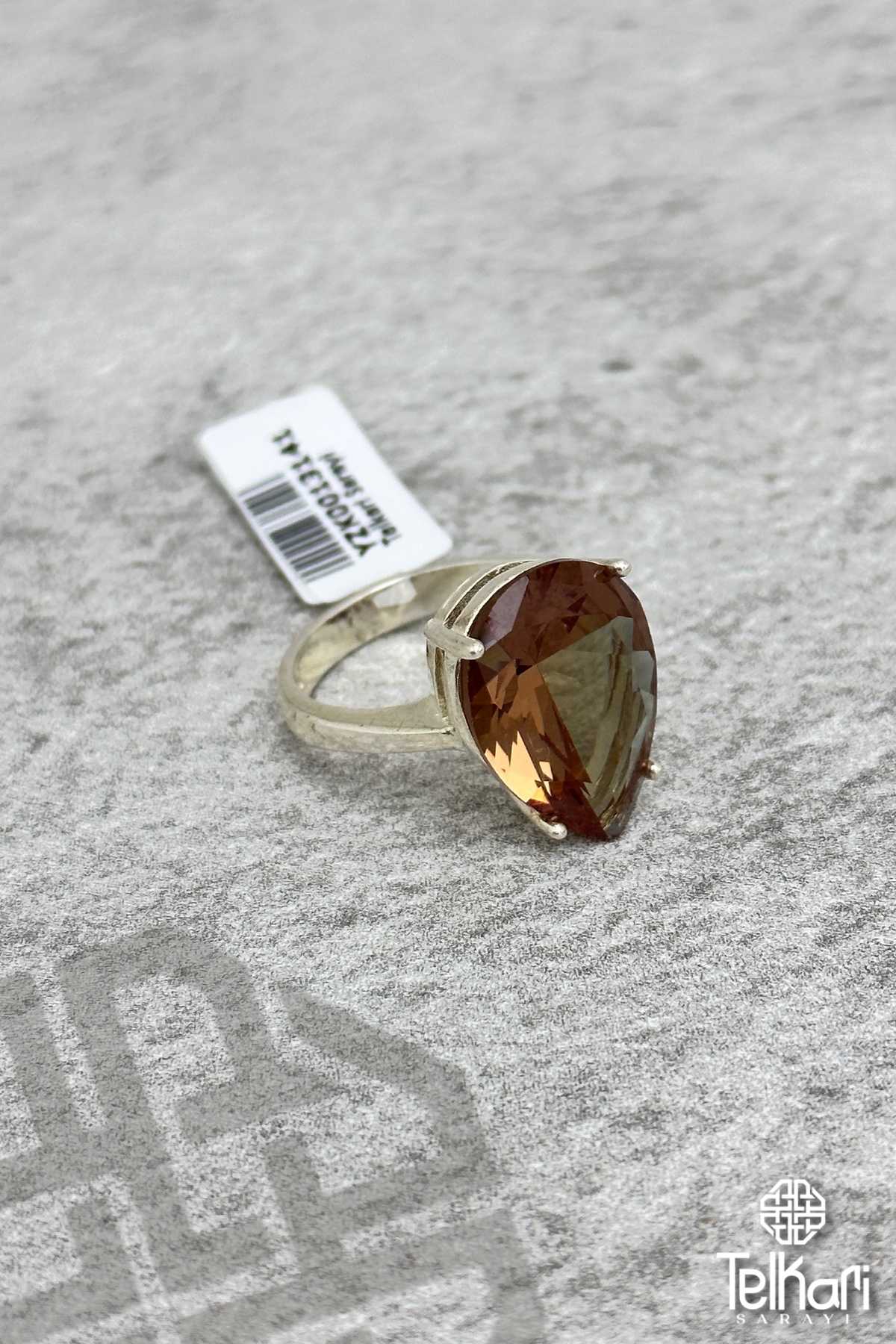 Büyük Damla Model Sultan Taşlı Gümüş Yüzük