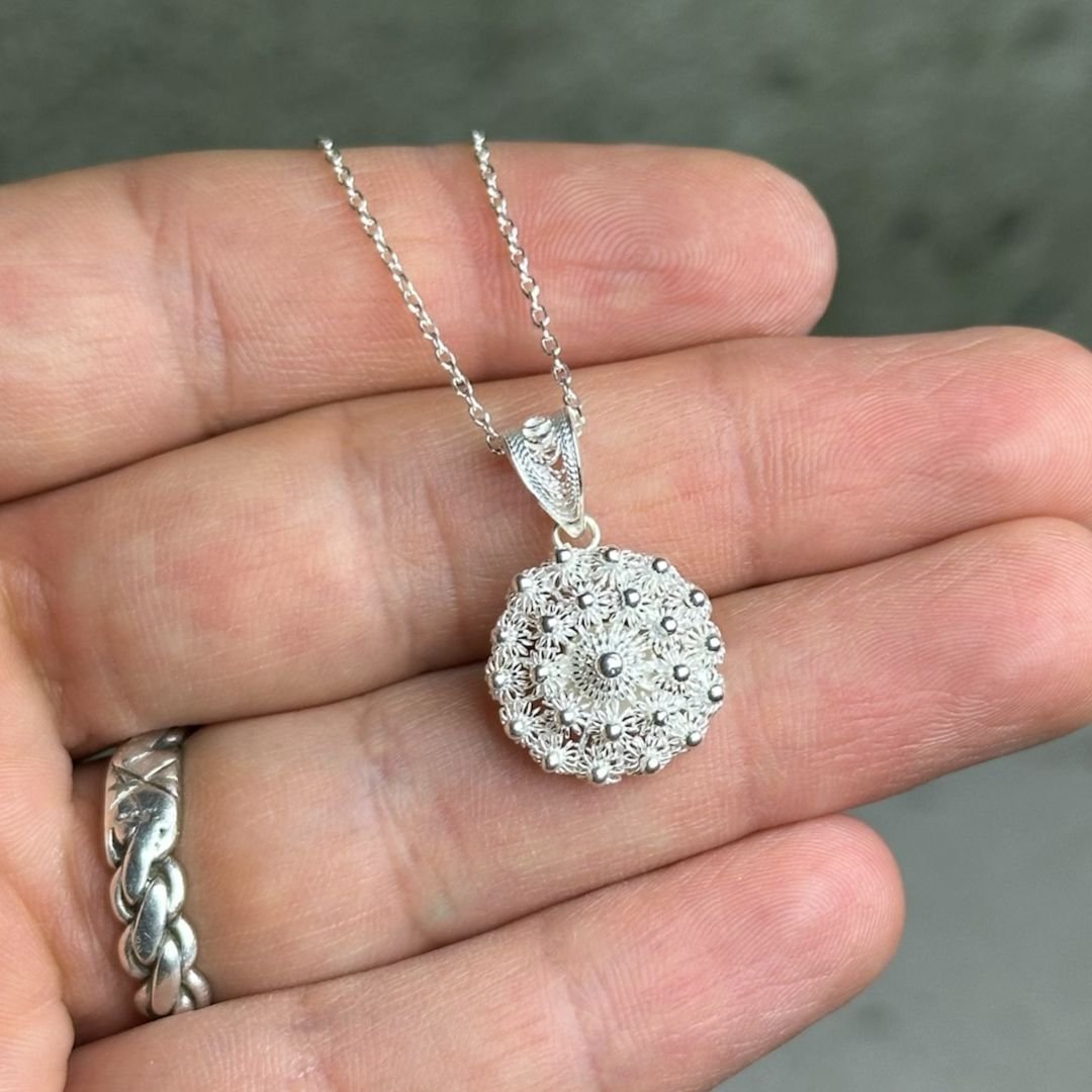 Şans Çiçeği 925 Ayar Telkari Gümüş Kolye