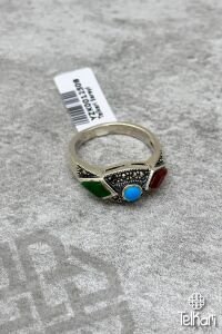 Doğal Taşlı Gümüş Markazit Yüzük