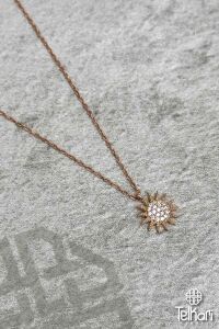 Güneş Taşlı Rose Gümüş Kolye