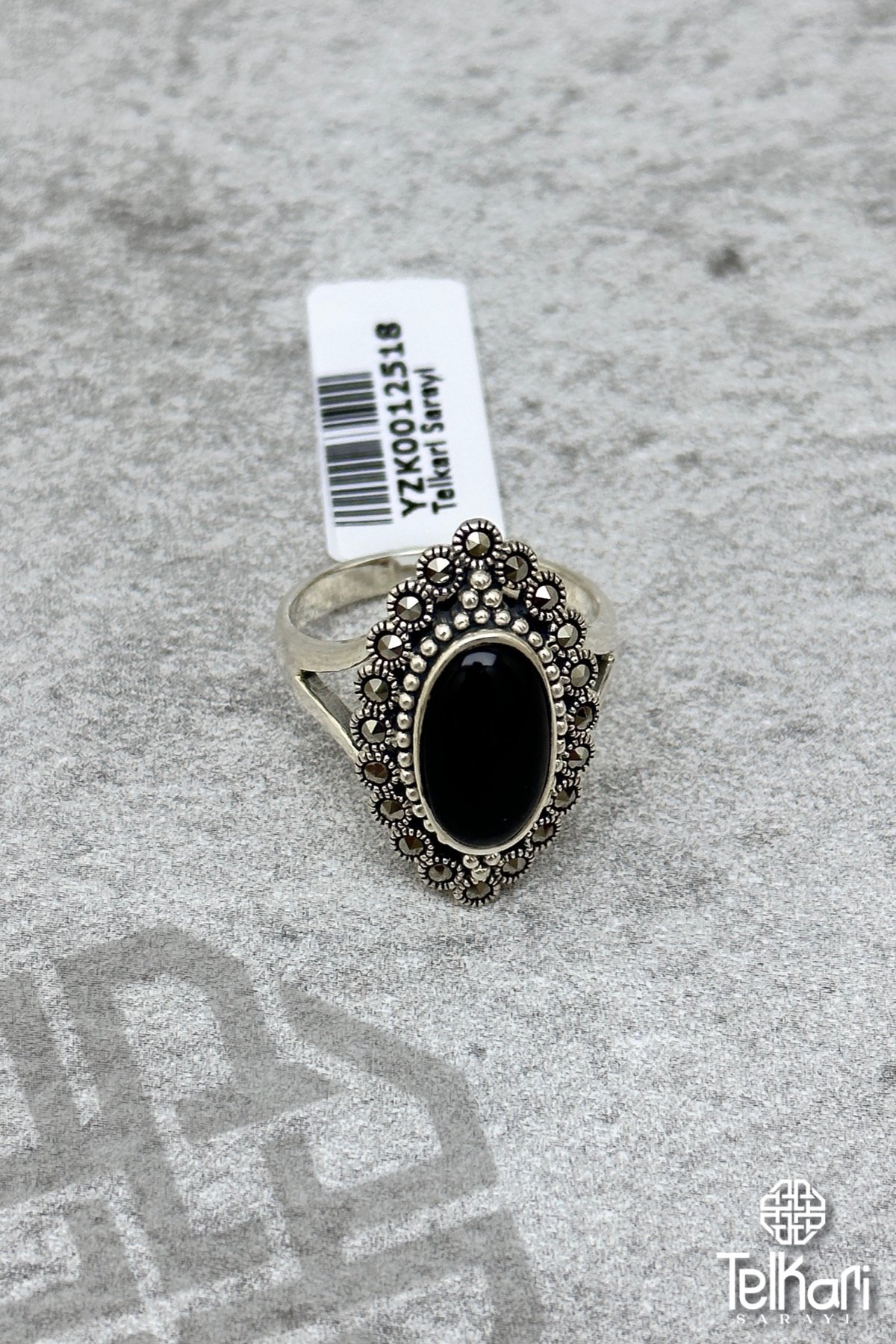 Özel Tasarım Onix Taşlı Gümüş Markazit Yüzük