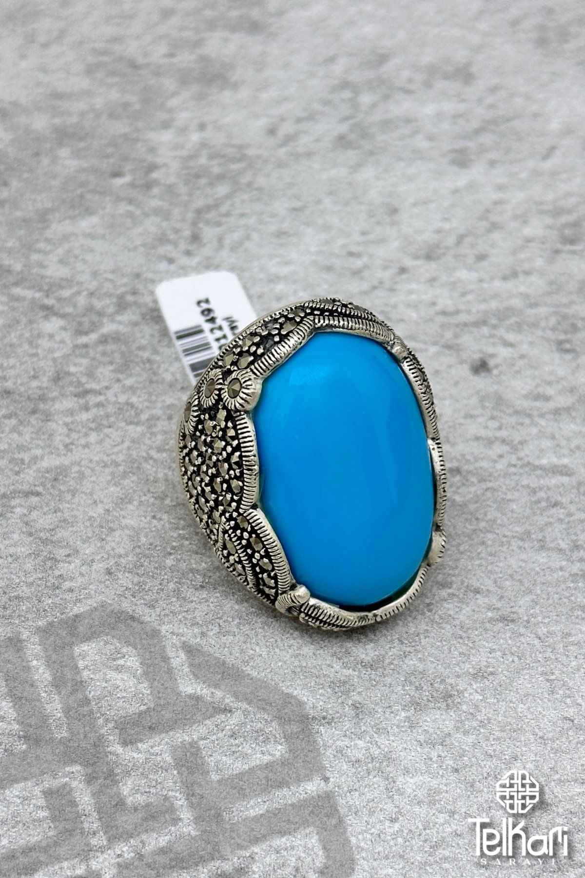 Firuze Taşlı Gümüş Markazit Yüzük