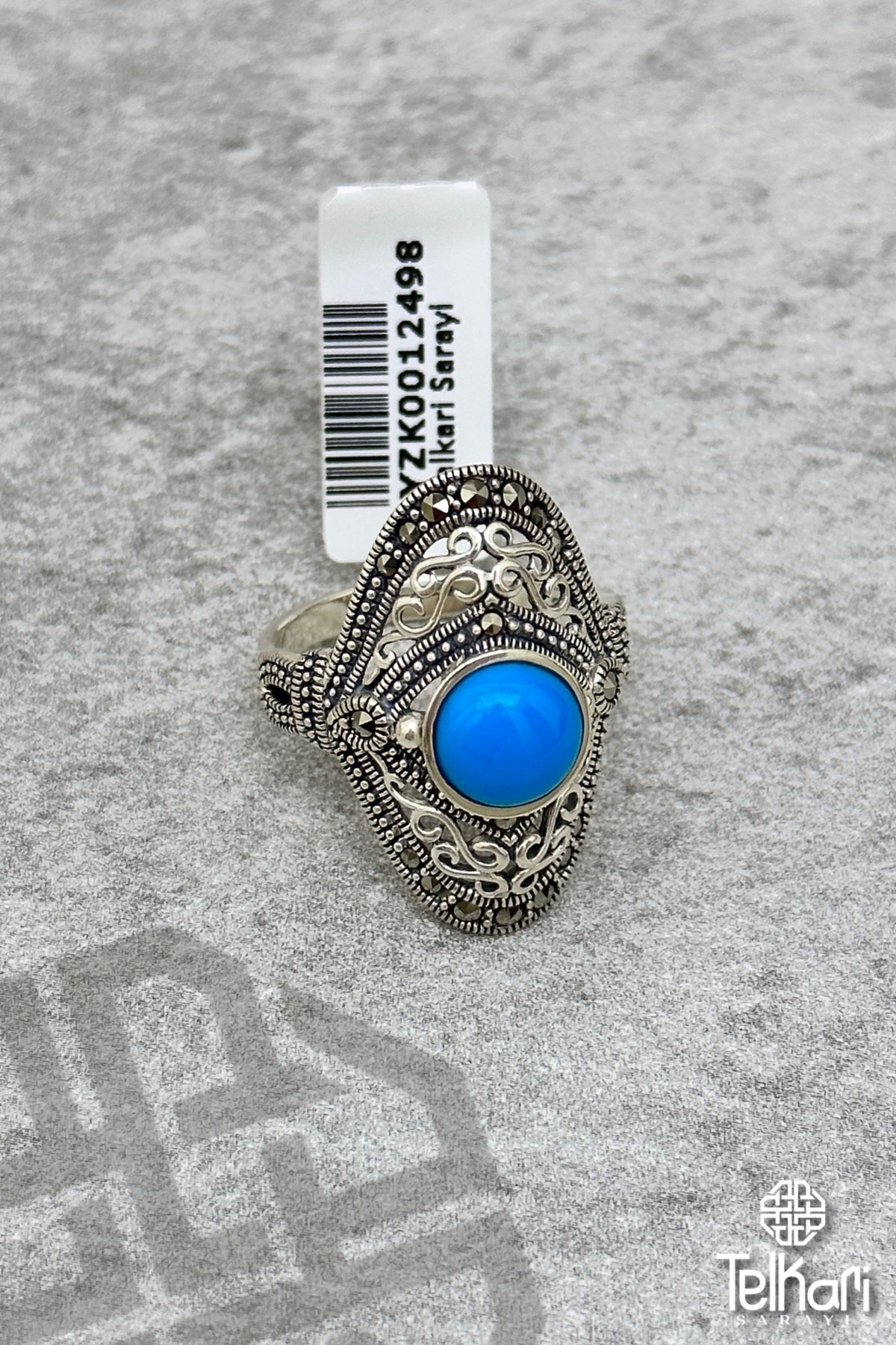 Özel Seri Firuze Taşlı Gümüş Markazit Yüzük