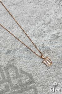 Gül Model Taşlı Rose Gümüş Kolye