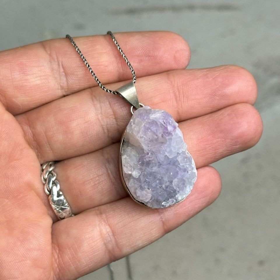 Ametist Taşlı Gümüş Kolye