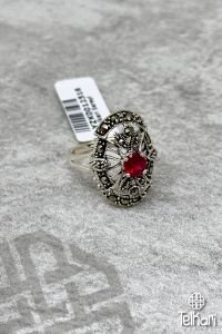 Kök Yakut Taşlı Gümüş Markazit Yüzük