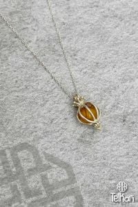 Akik Taşlı Gümüş Kolye