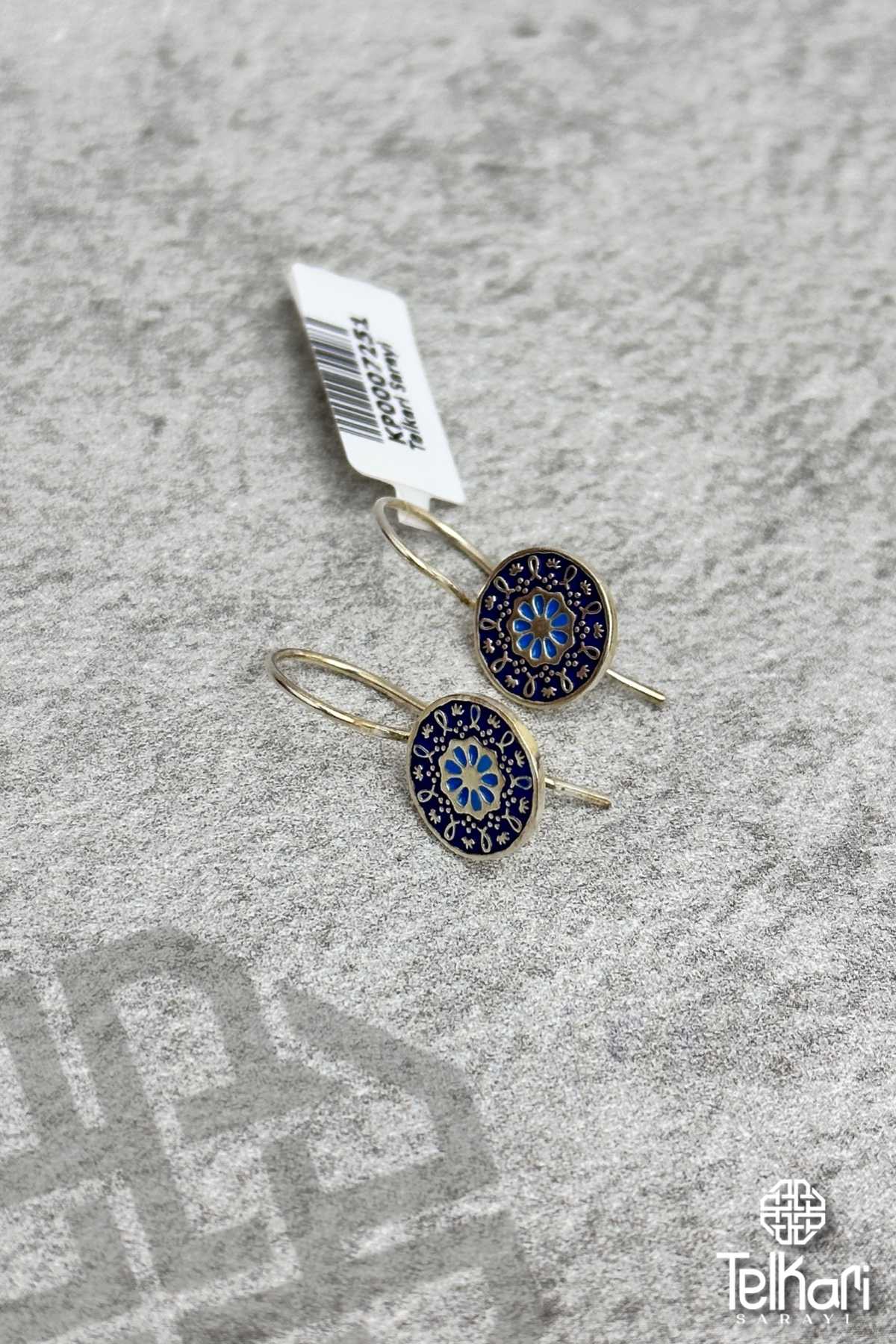 Çiçek Mine İşlemeli Midyat Hasırı Gümüş Küpe