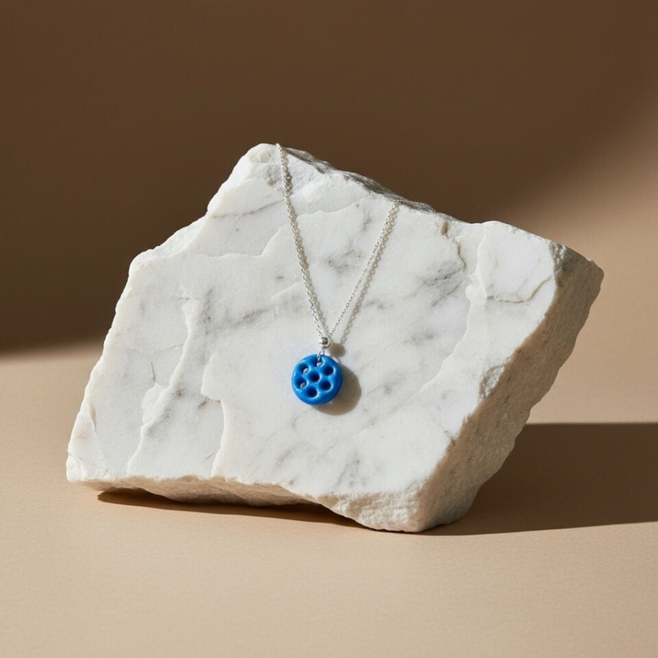 Özel Tasarım Süryani Nazar Boncuğu Gümüş Kolye